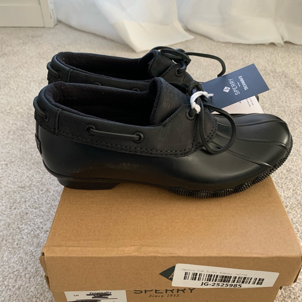 NIB Sperry Saltwater Duck Boots Shoes Black 7
